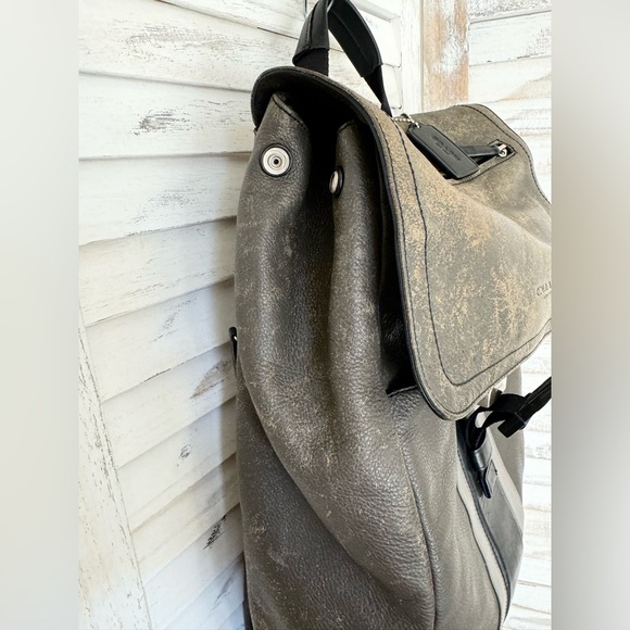 COACH HERITAGE SPORT LEATHER BACKPACK Brown/Gray/Black Distressed - Picture 6 of 14